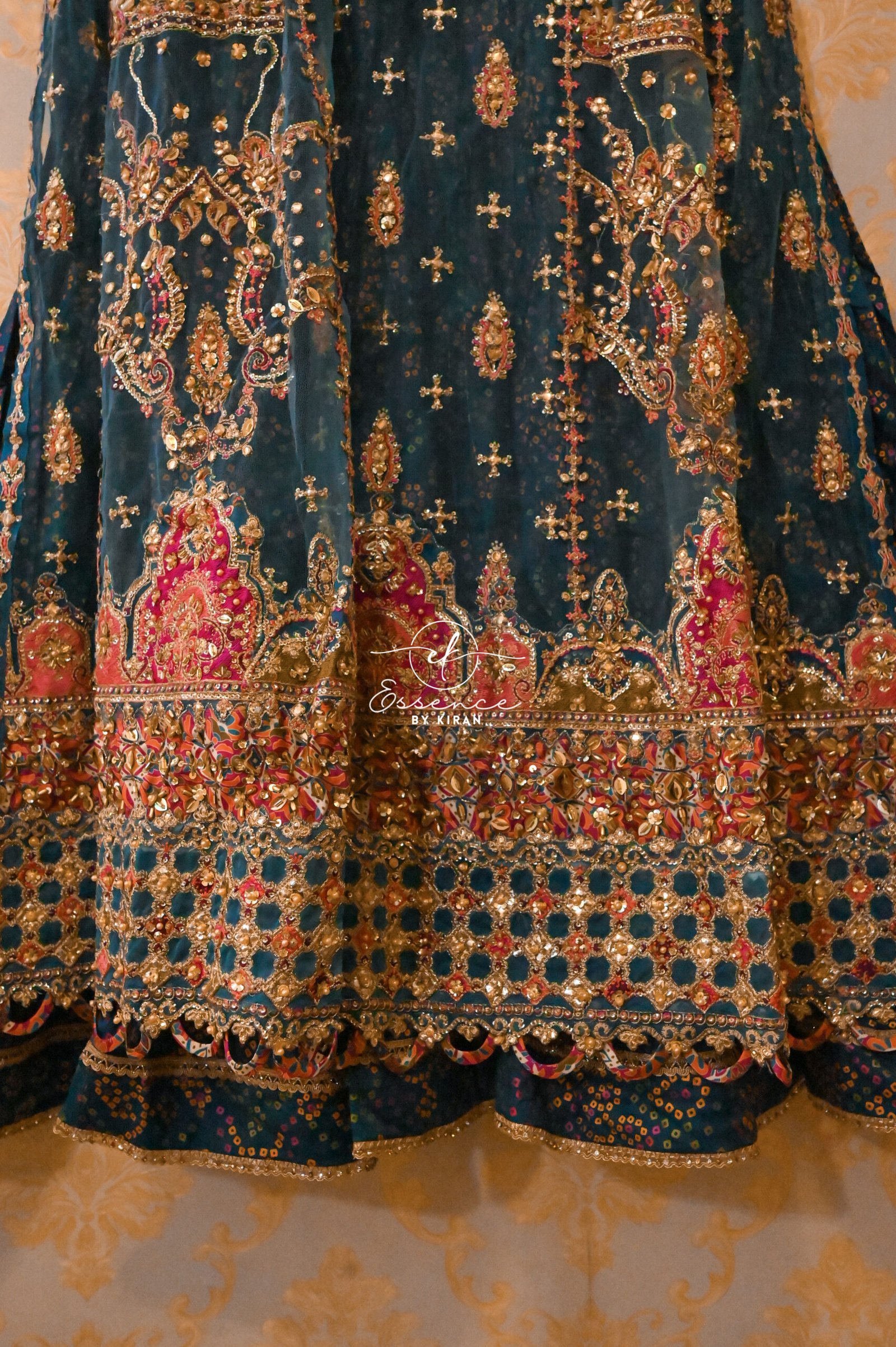 Sky Blue Embroidered Net & Raw Silk Lehenga – 3 Piece Eastern Outfit - Image 6