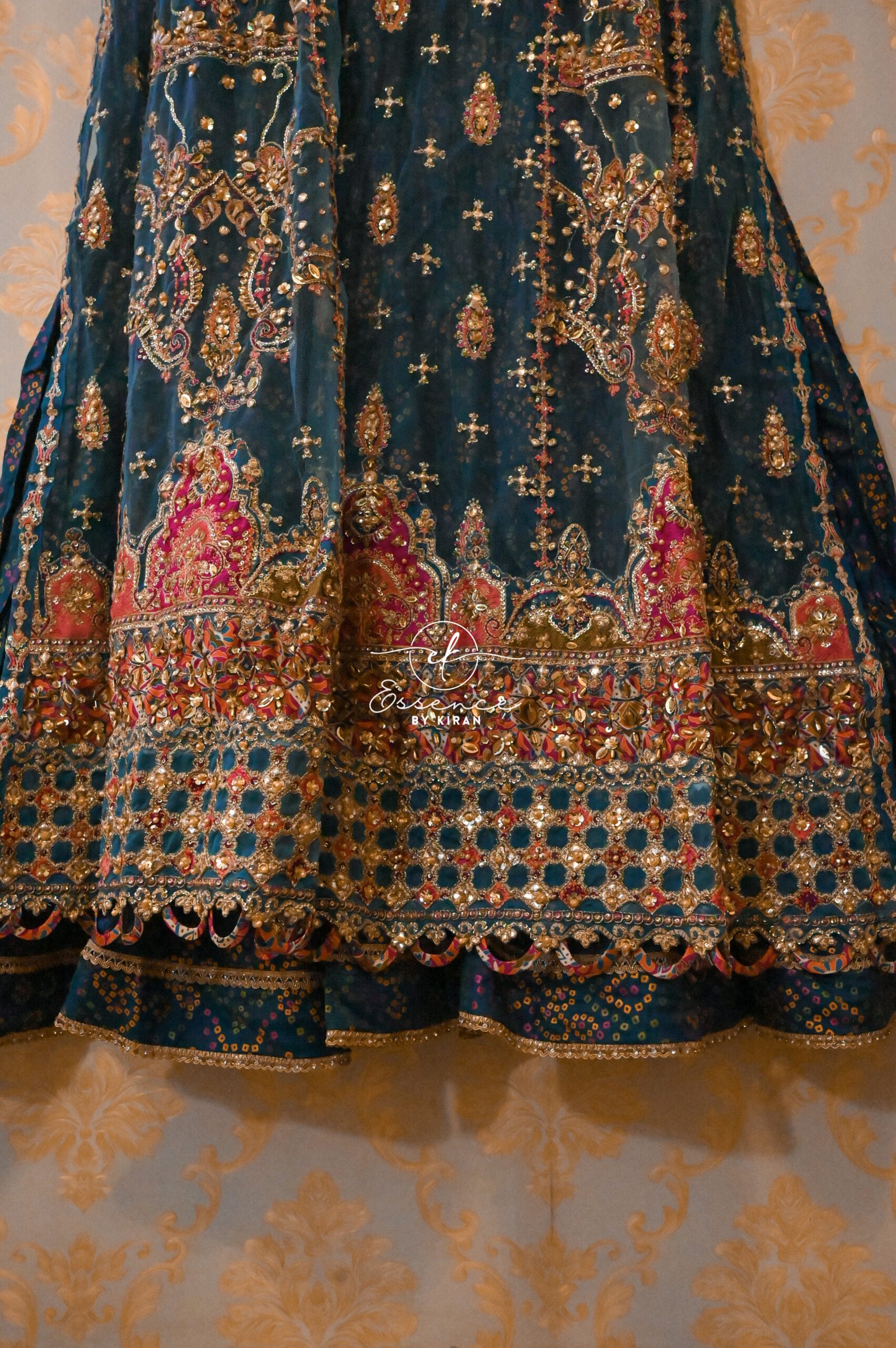 Sky Blue Embroidered Net & Raw Silk Lehenga – 3 Piece Eastern Outfit - Image 5