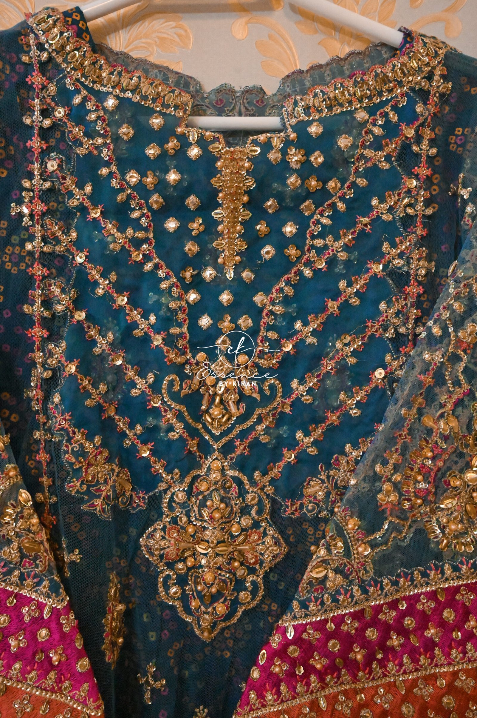 Sky Blue Embroidered Net & Raw Silk Lehenga – 3 Piece Eastern Outfit - Image 8