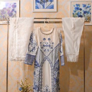 Maria B-3 Piece Embroidered Paper Cotton Suit