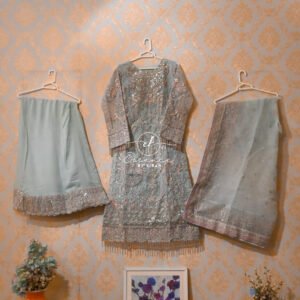 3-Pc Organza Raw Silk Suit