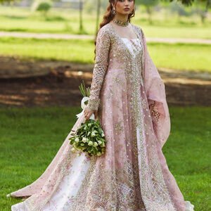 Qalamkar – Baby Pink 4-Piece Gotta Embroidered Organza Suit