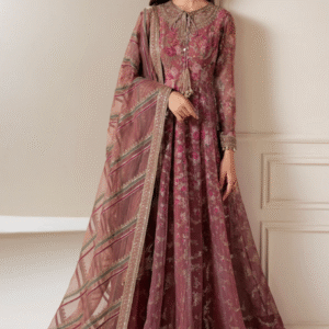Jazmin – Mauve Pink Chiffon Embroidered 3-Piece Suit