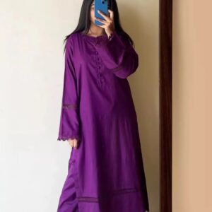 Ayesha B Purple Dobby Cambric 3-Piece Suit